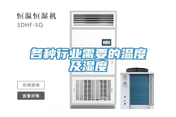 各種行業需要的溫度及濕度