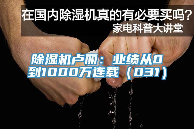 除濕機盧麗：業績從0到1000萬連載（031）